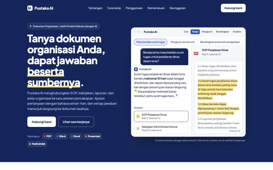 Screenshot of Pustaka AI